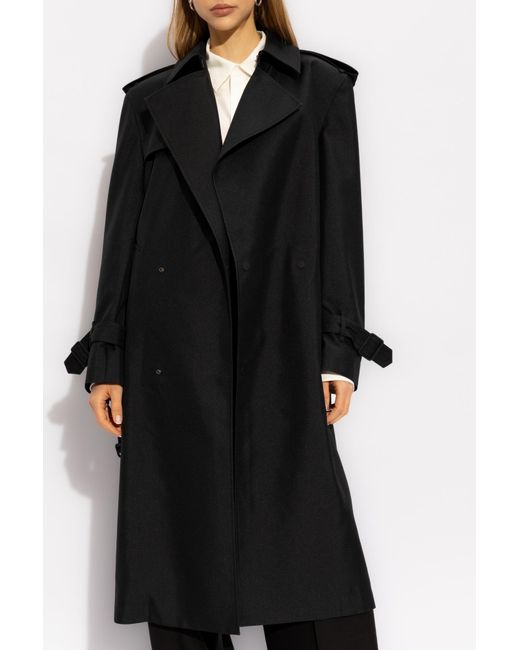 Burberry Black Trench Coat With A Waist Pack