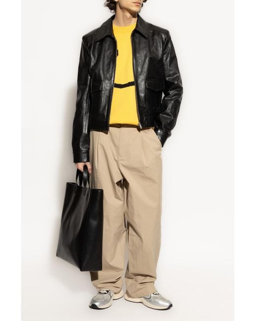 Moschino Yellow Round-Neck Knitwear for men