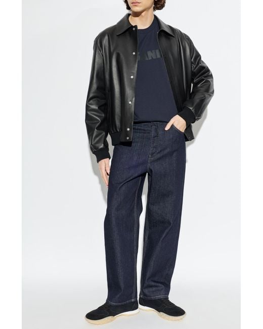 Jil Sander Blue T-Shirt With Printed Logo for men