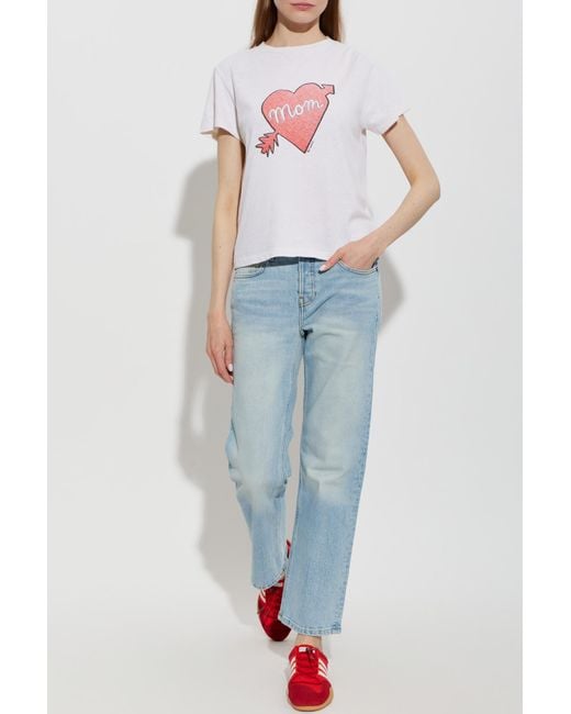 Re/done Blue 'Slim Straight Crop' Jeans