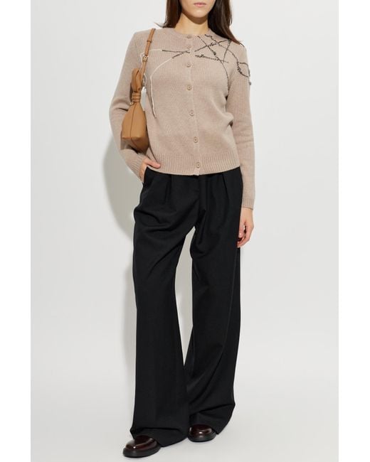Fabiana Filippi Natural Cardigan With Appliqués