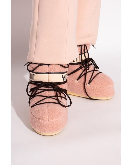 Moon Boot Pink Snow Boots 'Icon Low Fleece'
