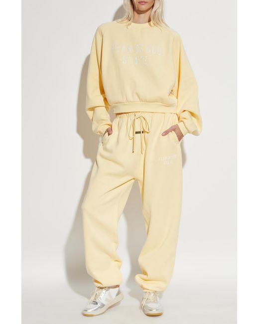 Fear Of God Natural Sweatpants With Logo Patch