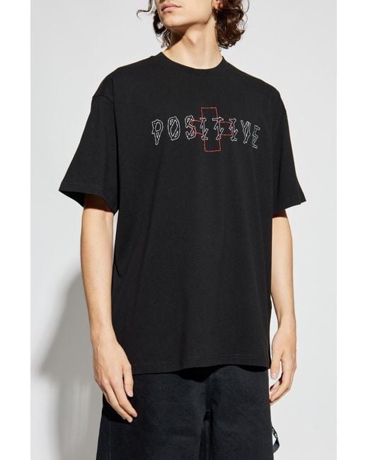 44 Label Group Black T-Shirt With Logo for men