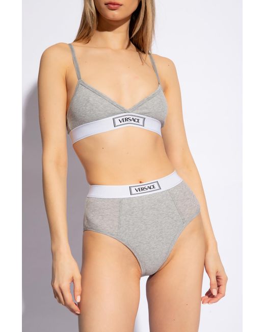 Versace Gray Cotton Bra