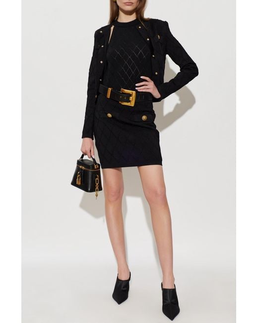 Balmain Black Wool Sleeveless Top