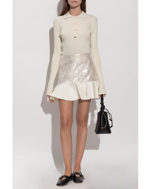 Ganni Natural Top With Shimmering Sequins