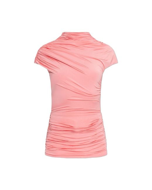 Self-Portrait Pink Satin Top With Draping