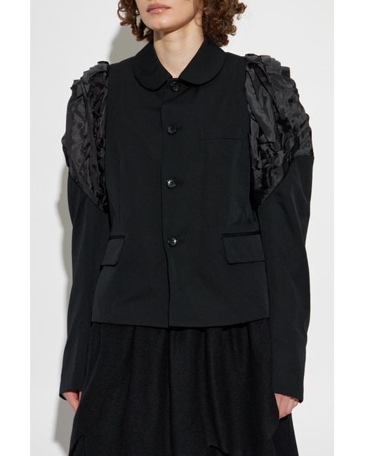 CDG by Comme des Garcons Black Blazer With Decoratively Finished Sleeves