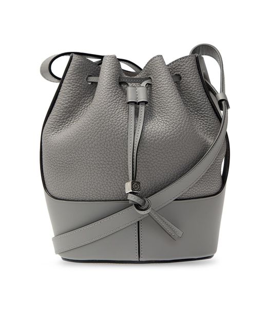 grey leather bucket bag