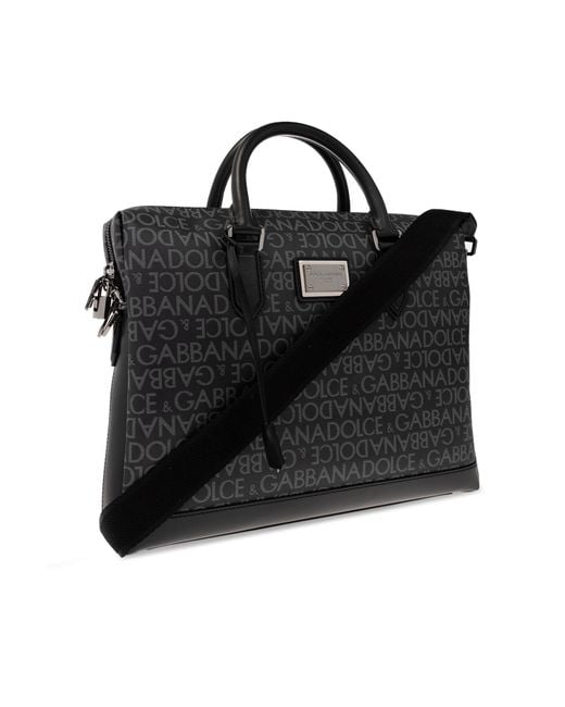 Dolce & Gabbana Black Monogrammed Briefcase for men