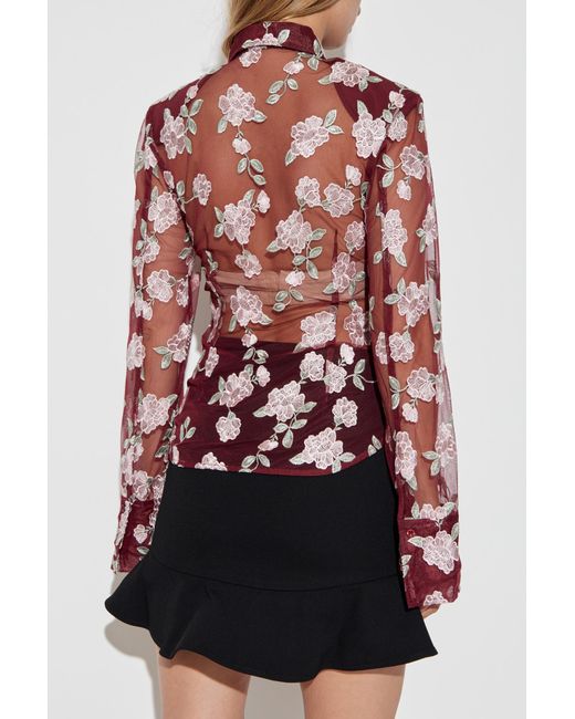 ROTATE BIRGER CHRISTENSEN Red Shirt With Floral Motif