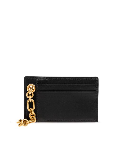Balmain Black Leather Card Holder With Chain