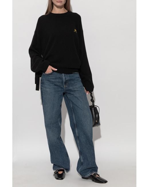 Ganni Blue Sweater With Side Drawstrings