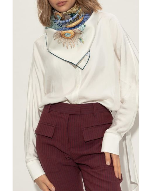 Ferragamo Blue Silk Scarf With Print