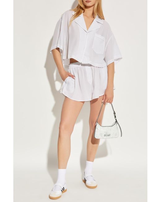 T By Alexander Wang White Striped Pattern Shorts