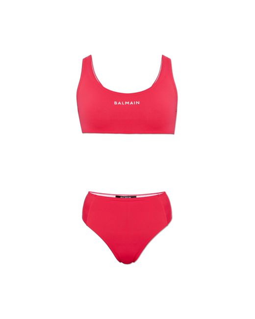 Balmain Red Two-Piece Swimsuit