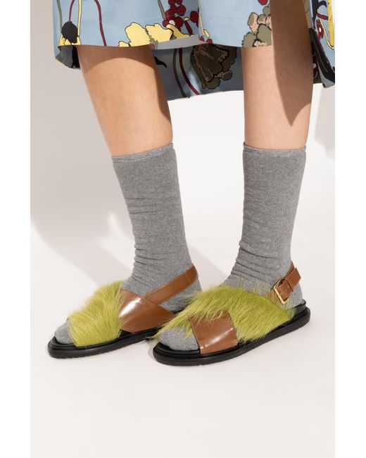 Marni Green Leather Sandals