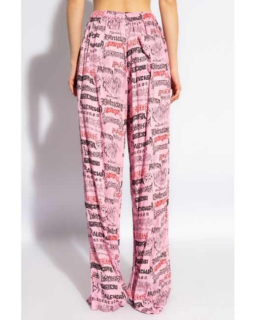 Balenciaga Red Printed Trousers,