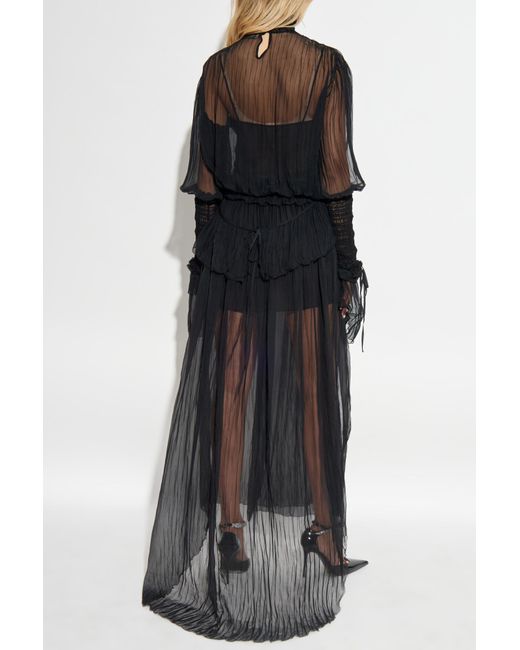 open lace back dress Blumarine Blugirl RUNWAY Silk Floral Dress with Ruffles (S and XS)  Ciao  Kasia