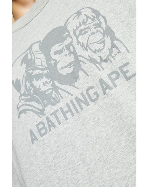 A Bathing Ape Gray T-Shirt With Logo for men