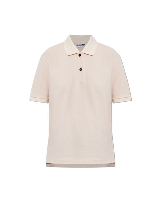 Jil Sander Natural Polo With Embroidered Logo