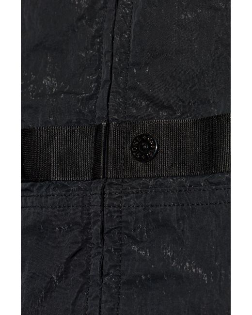 Stone Island Black Jacket With Logo Patch for men