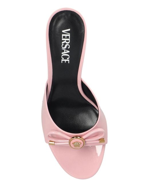 Versace Pink Heeled Mules "Opera Bow"