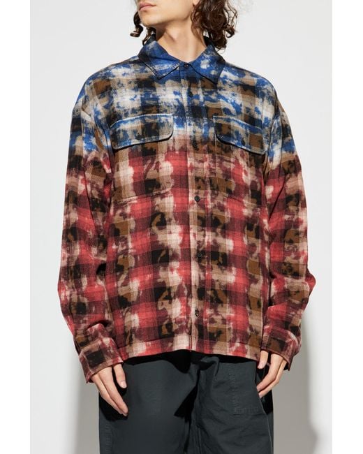 Palm Angels Red Checked Pattern Shirt for men