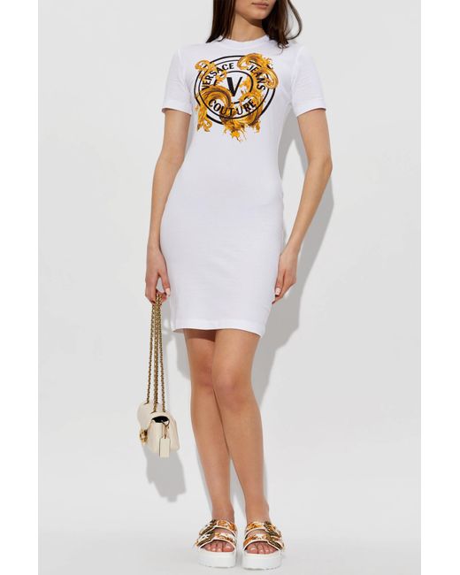 Versace Jeans Couture White Platform Slides