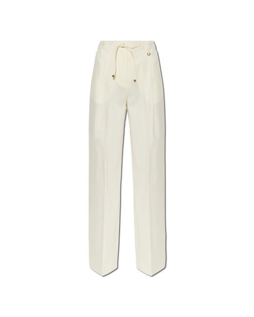 Moncler White Wool Pleated Trousers