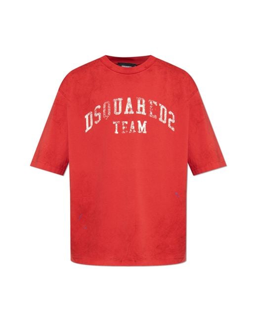 DSquared² Red T-Shirt With Logo for men