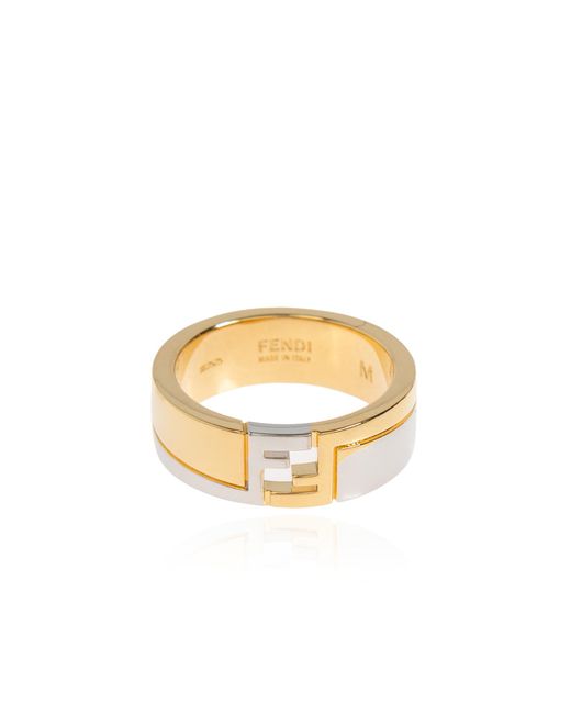 Fendi Black Ring With Logo for men