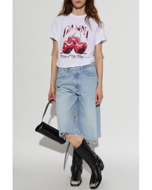 Mother Blue 'The Whole Lot Zip Fray' Denim Shorts