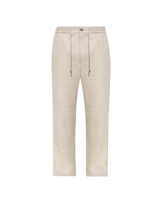 Etro Natural Plaid Patterned Trousers for men