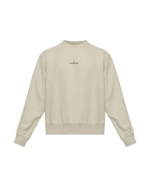 Stone Island Natural Sweatshirt With Printed Logo for men