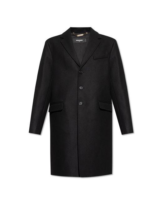 DSquared² Black Wool Coat for men
