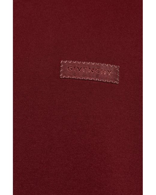 Givenchy Red T-Shirt With Logo Patch for men