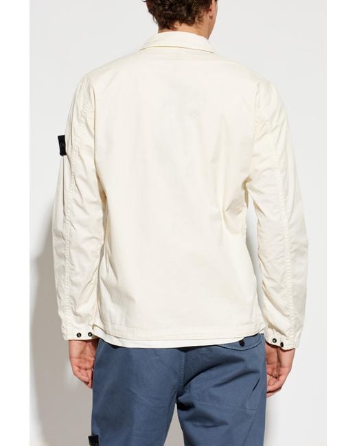 Stone Island Blue Jacket With Logo Patch for men