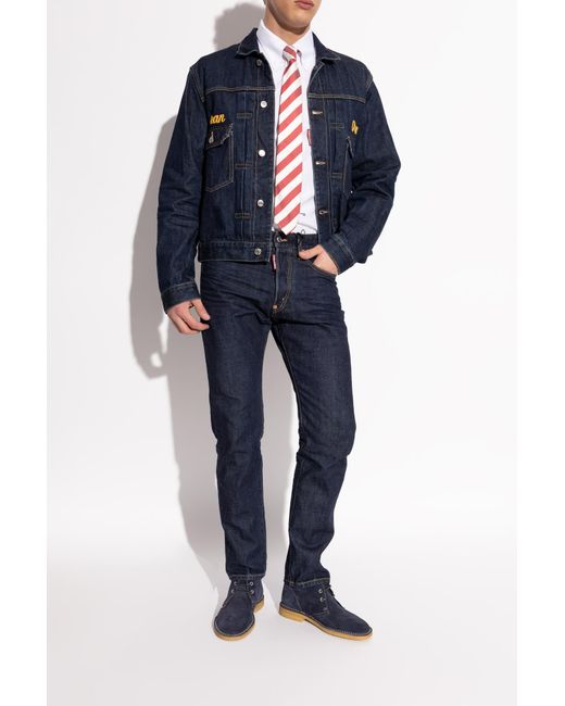 DSquared² Blue Suede Ankle Boots for men