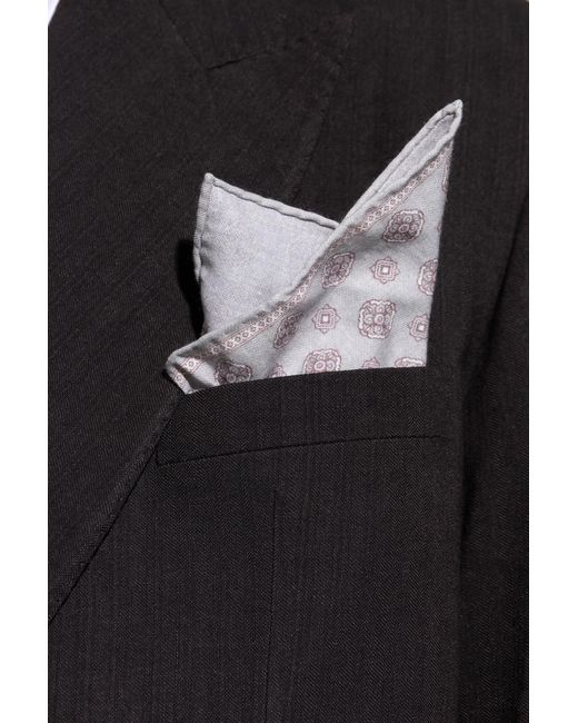Eleventy White Patterned Pocket Square for men