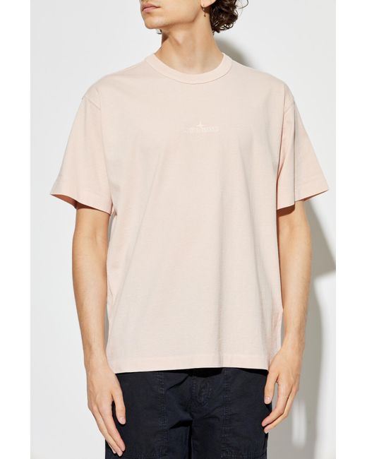 Stone Island White T-Shirt With Logo for men