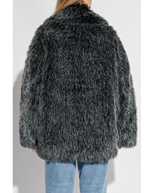 MICHAEL Michael Kors Black Oversized Faux Fur Coat With Buttons