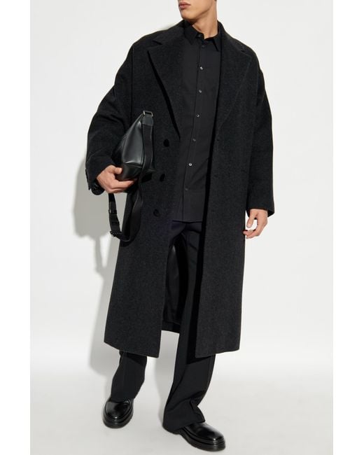 Dolce & Gabbana Black Classic Wool Knee-Length Coat for men