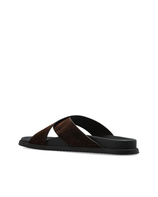 Dolce & Gabbana Purple Suede Slides With Logo Patch for men