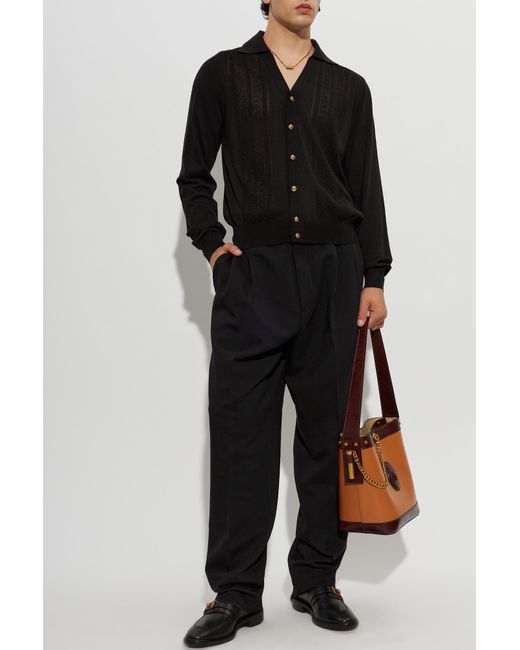 Versace Black Silk Cardigan for men