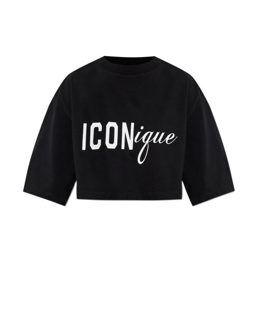 DSquared² Black Short Top With Print