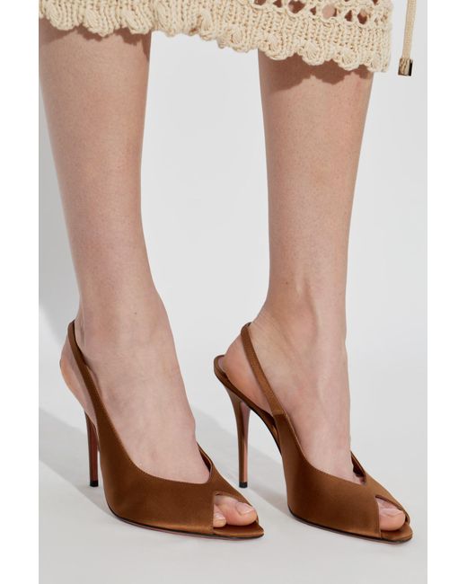 AMINA MUADDI Brown Satin High-Heeled Shoes 'Kristina'