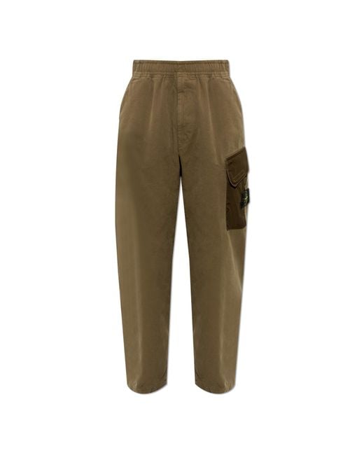 Stone Island Green Trousers Made Of Combined Fabrics for men