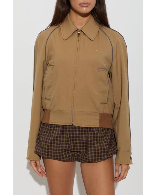 Marni Brown Wool Bomber Jacket